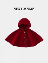 UK NEXT Ocean Gas Female Baby Red Blouse Cape Hood Child Cloak 2023 Autumn Winter Girl Cloister Jacket