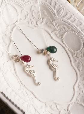 s925纯银项链原创设计精巧海马复古海洋小众别致简约独特锁骨链