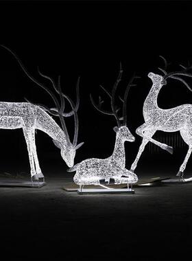 户外不锈钢镂空梅花鹿雕塑动物摆件房地产售楼处小区草坪景观装饰