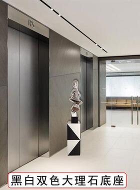 黑白里外双色大理石落地摆台基座展厅样板房摆件落地支撑展示底座