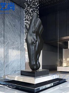 玻璃钢树脂大型马头雕塑客厅办公室酒店商场售楼部装饰落地马摆件