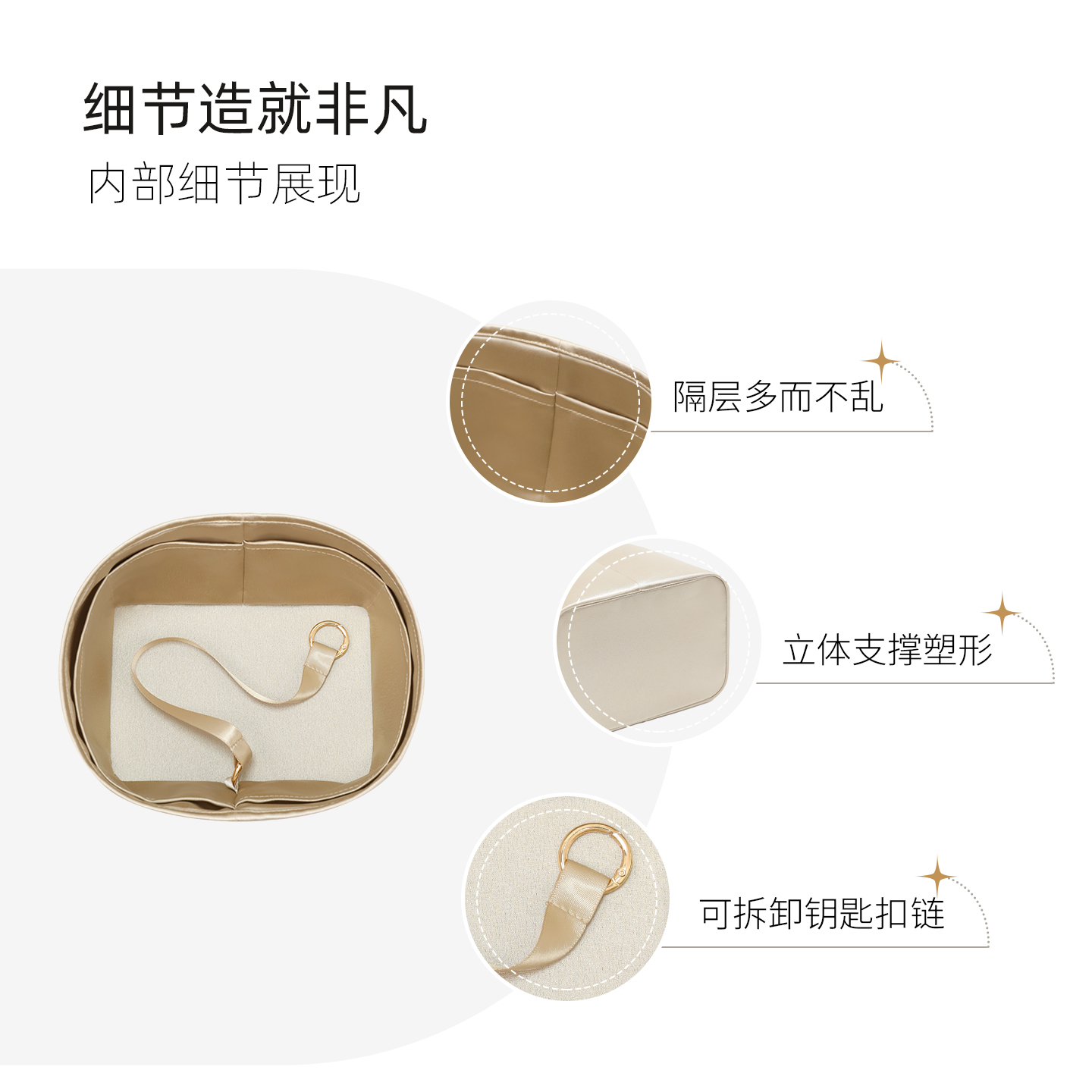 帜意ZYZii适用于菜篮子Picotin18/22绸缎内胆包收纳整理可做拉链 - 图2