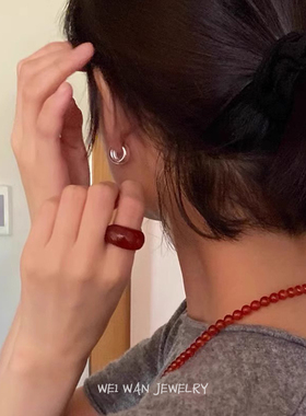 复古喜庆红色玛瑙串珠项链