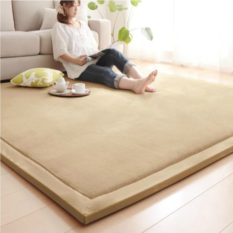 Rug home tatami living room floor carpet mat 纯色榻榻米地垫 - 图1