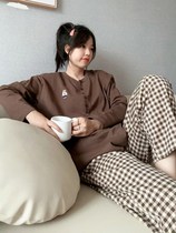 Fat mm Big code 2-300 catty pyjamas womens spring and fall long sleeves Lazy Wind easy to wear outside suit suit outwear