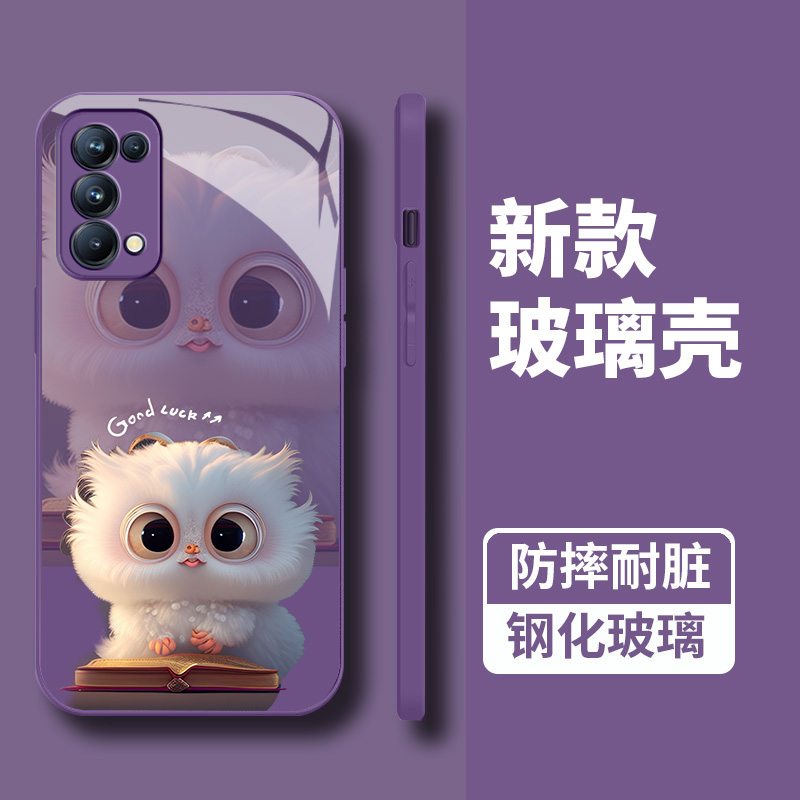 麦优壳 原创萌宠适用oppoReno5手机壳高级感奢华玻璃壳全包防摔reno5pro保护套5g新款卡通可爱少女reno5k外壳 - 图0