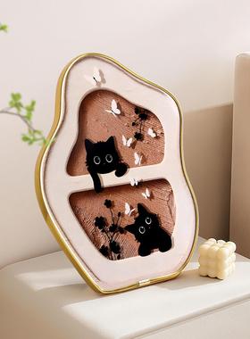 奶油风装饰画摆件客厅电视柜桌面摆画治愈系房间卧室床头装饰摆件