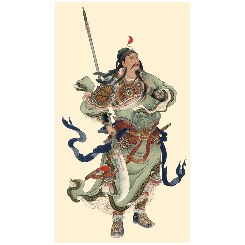 关公像关羽彩图复古书画人物国画真迹高清微喷古画芯装裱装饰画_虎窝淘