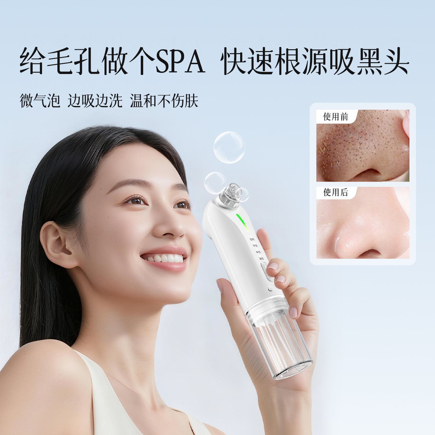 HYUNDAI吸黑头神器美容仪器家用小气泡毛孔清洁导出仪黑头吸出器 - 图2