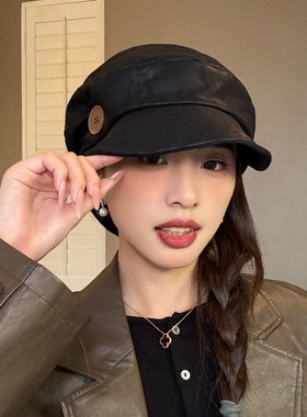 复古纽扣贝雷帽子女日系文艺