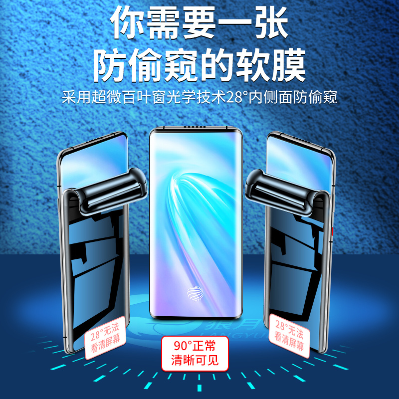 适用vivonex3手机膜防偷窥保护vovonex3s防窥膜全屏全覆盖V1924A钢化水凝膜全胶曲屏vivinex3s全包边软膜防摔-图0