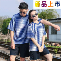 Sea Soul Shirts Fitness Training Clothes Men and women Summer thin Breathable Short Sleeve Stripes Compassionate Children Sports Sailor Clothing