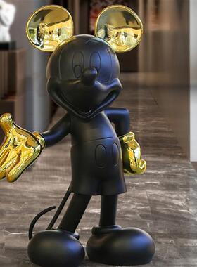 米老鼠落地大摆件卡通米奇玻璃钢雕塑创意家居玄关轻奢简约装饰品