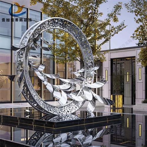 户外大型不锈钢雕塑定制水景公园广场学校园林景观玻璃钢落地摆件 - 图1