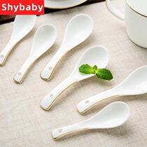 10 clothes Phnom Penh small soup spoon Home drinking soup spoon Ceramic Han Style Spoon spoon Spoon Dining Spoon Restaurant Spoon