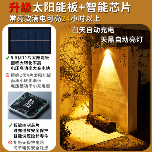 太阳能户外壁灯家用超亮庭院花园别墅阳台装饰大门室外照明围墙灯 - 图0