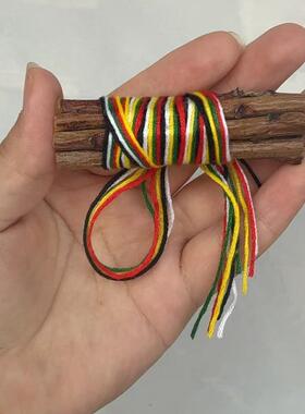 七厘米桃木枝五彩线捆绑桃树东南枝桃枝创意摆件