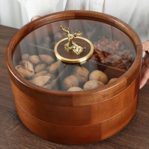 Chinese Light Lavish Living Room Home Dry Fruit Box Solid Wood Nut Melon Seeds Snack Containing box Double Compartment Candy Box