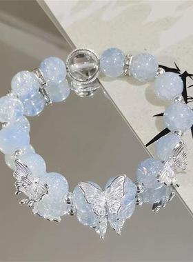 中式蝴蝶串珠手炼同款女款印象轻奢小众高级气质情侣手串闺蜜礼物