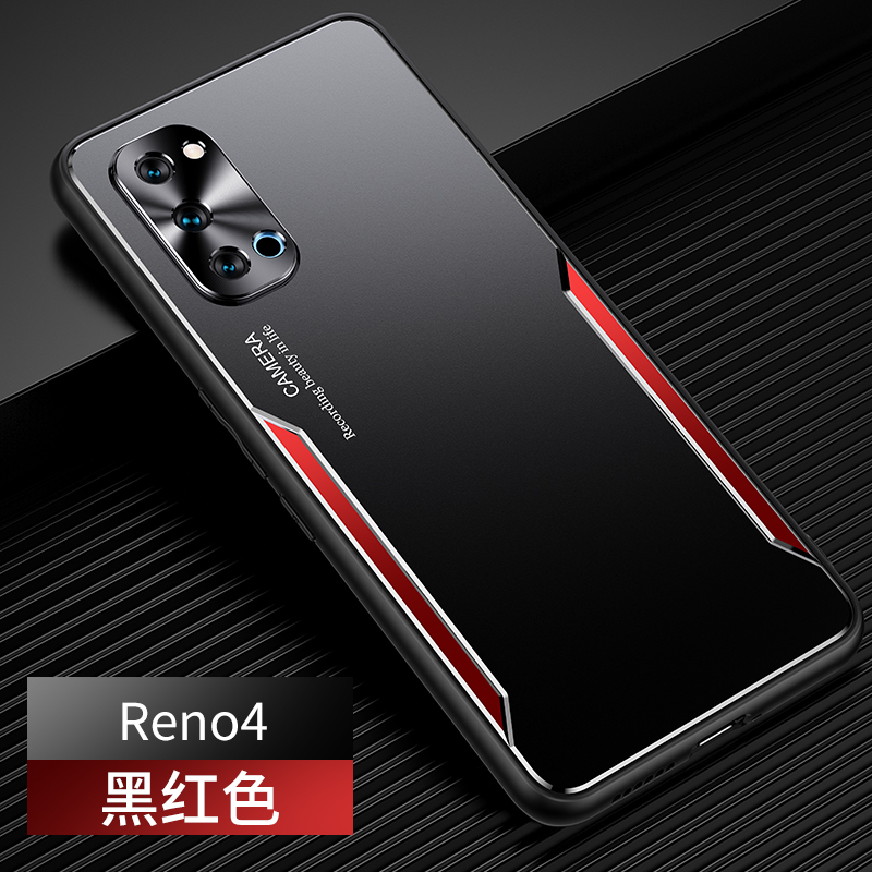 OPPO Reno4手机壳金属男款Reno4SE磨砂壳Reno4Pro外壳rano4保护套镜头圈全包刀锋战士软边硅胶壳防摔超薄新款 - 图3