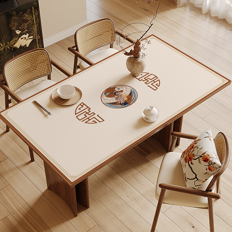 新中式硅胶餐桌垫茶几客厅家用桌布免洗防油防水新年桌面垫长方形