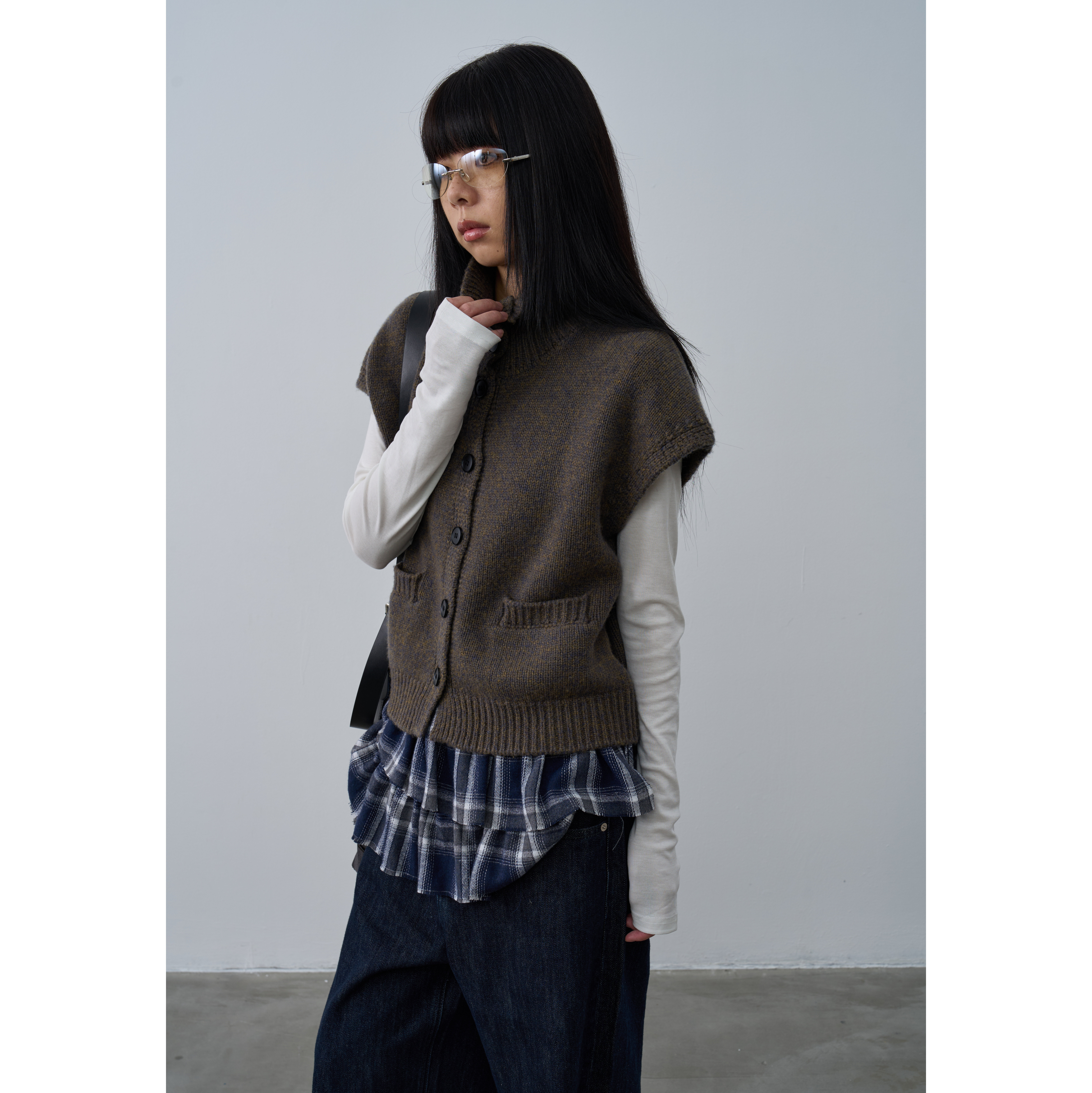 Rebornique 韩系高智感纯羊毛叠穿针织背心 粗针高领开衫毛衣女,淘宝优惠券,粉丝福利购,淘宝优惠卷