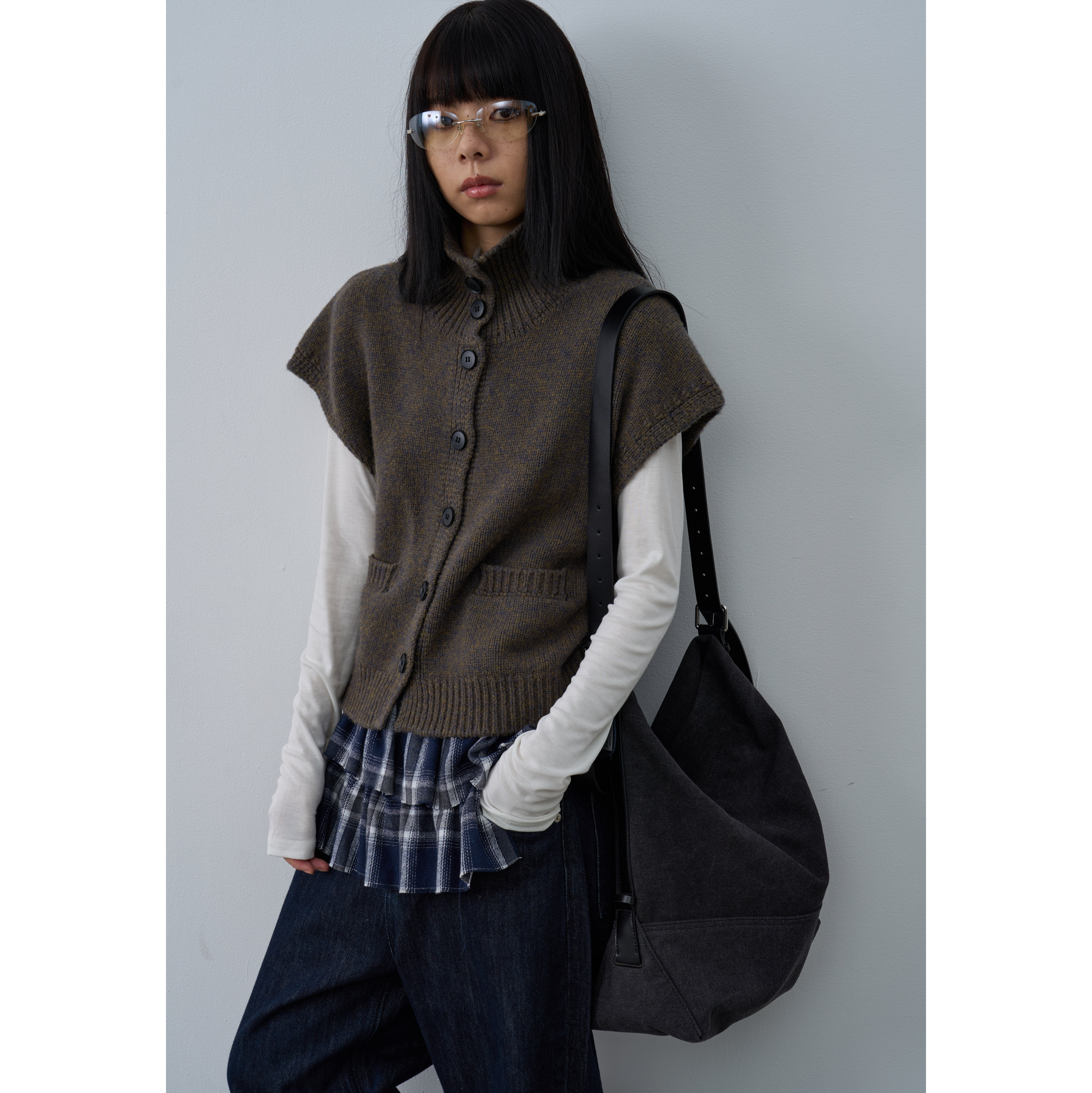 Rebornique 韩系高智感纯羊毛叠穿针织背心 粗针高领开衫毛衣女,淘宝优惠券,粉丝福利购,淘宝优惠卷