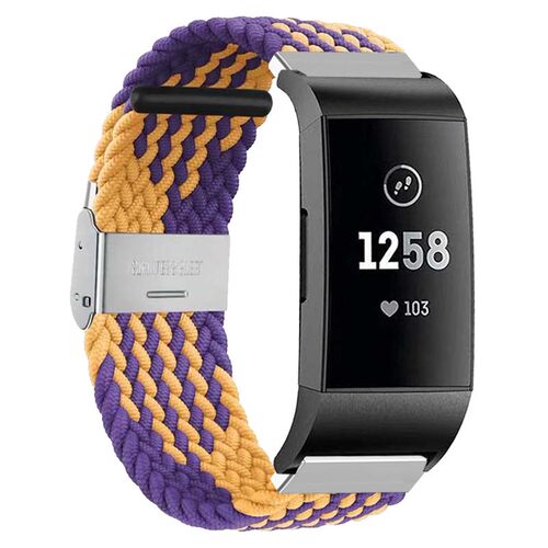 【新款】适用Fitbit charge6智能5手环弹力尼龙编织表带charge3/4智能运动手环替换腕带可调节彩虹创意手表链 - 图2