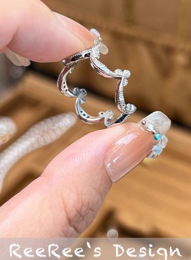 925纯银个性波浪皇冠戒指