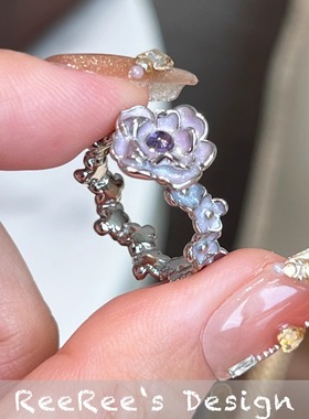 925纯银镀金轻奢花神紫水晶戒指