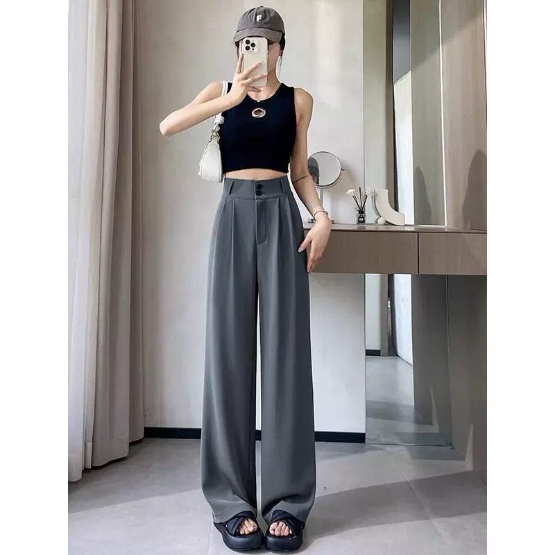 休闲风弯刀阔腿裤女夏季款大码高腰遮胯垂坠感宽松气球裤L2