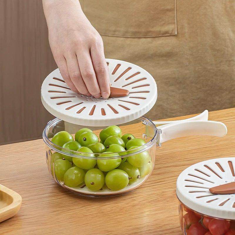 【洗水果太方便了】沥水篮折叠手柄带盖蔬菜家用厨房保鲜碗果篮,淘宝优惠券,粉丝福利购,淘宝优惠卷