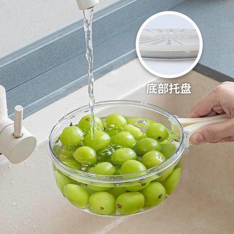 【洗水果太方便了】沥水篮折叠手柄带盖蔬菜家用厨房保鲜碗果篮,淘宝优惠券,粉丝福利购,淘宝优惠卷