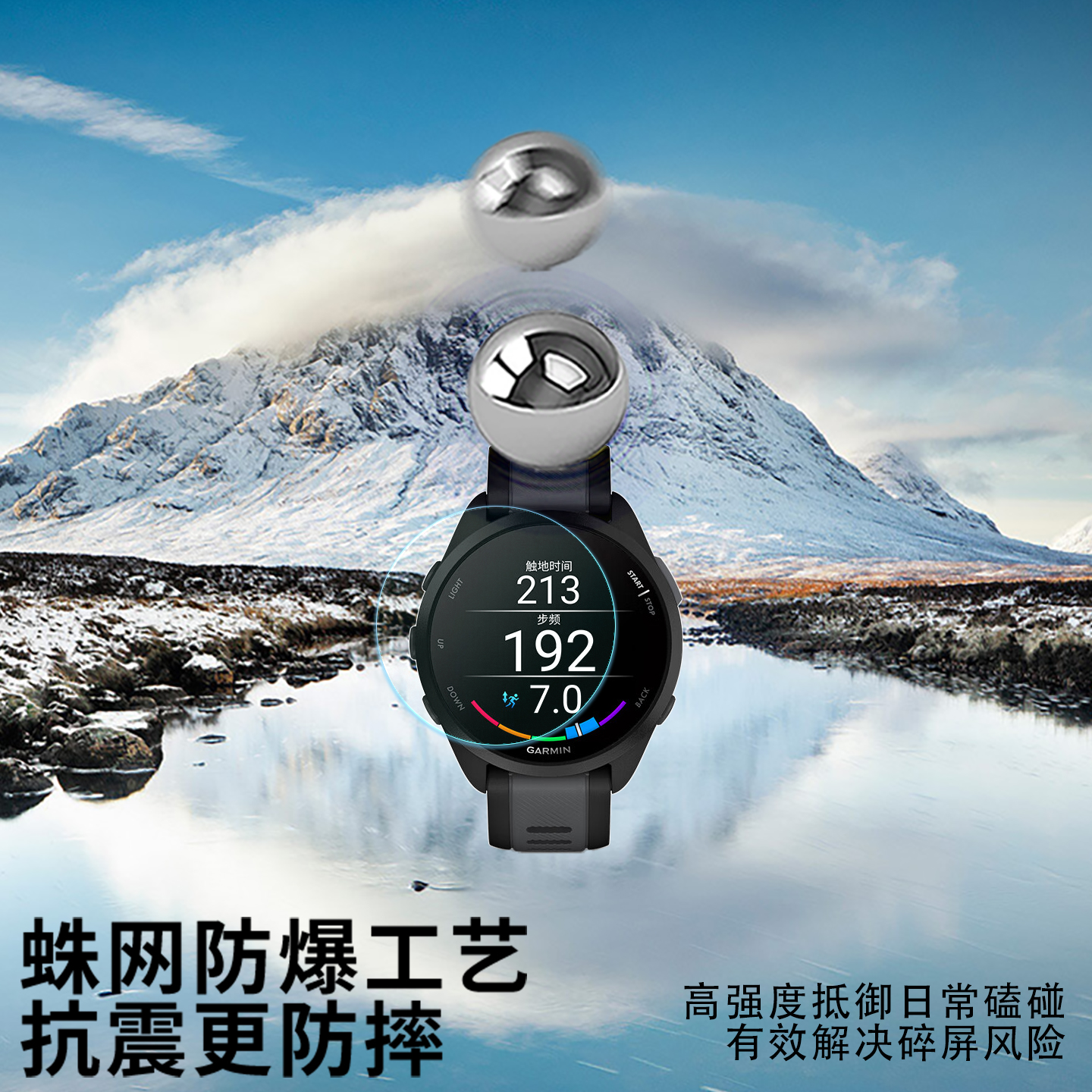 适用GARMIN佳明Forerunner165音乐版手表钢化膜255S音乐版保护膜Descent G2高清防爆防刮防反光AR软膜水凝膜 - 图2