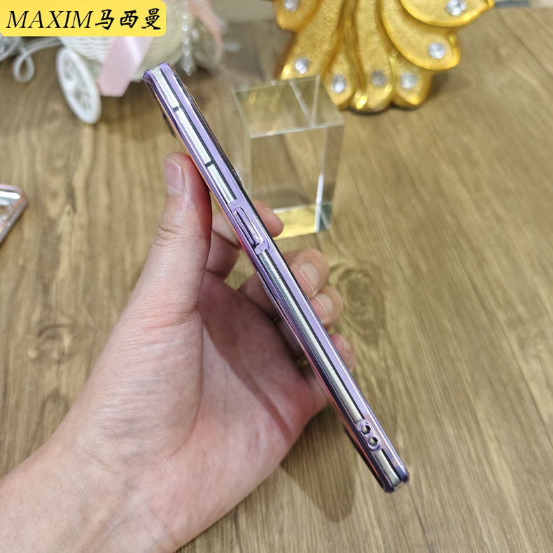 oppoReno4pro新款手机壳防摔reno4保护套女PDPNTM00D硅胶软外壳全包0pp0Reno4SE奢华闪钻情侣透明渐变紫色ins - 图1