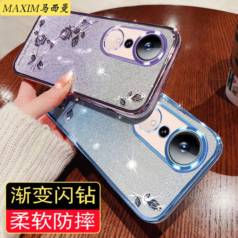 适用荣耀畅玩70plus手机壳女新款华为honor畅玩70PLUS保护硅胶套透明LOG一AN00全包防摔软外后壳闪钻网红高级 - 图1