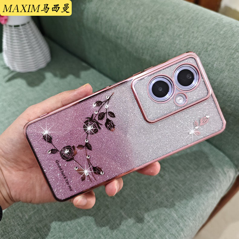 oppoA2手机壳女oppoA2pro保护硅胶套5G镜头全包PJB110防摔opop2pr0软壳PJG110透明镶钻opooa2时尚女神高级潮