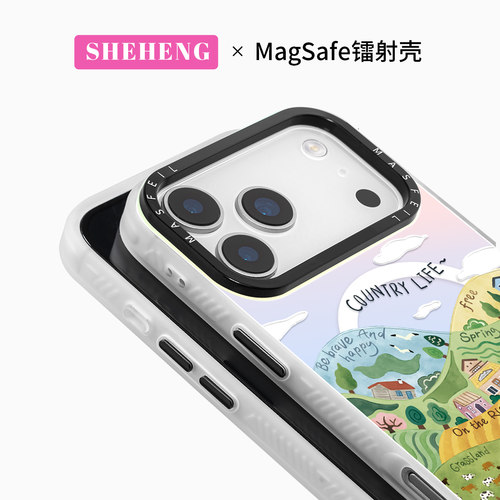 SHEHENG ×田园插画适用苹果17手机壳新14Promax全包ip16防摔15Pro超薄13Promaxins风12Pro磁吸11女高级风景 - 图2