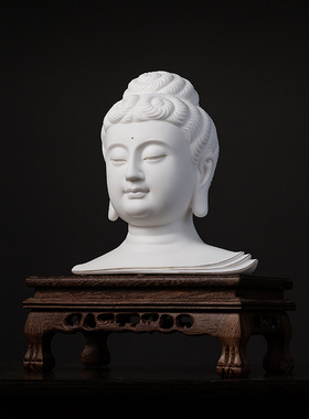 陶瓷中式禅意佛头像装饰摆件