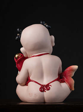 陶瓷摆件年年有余女娃娃小童子