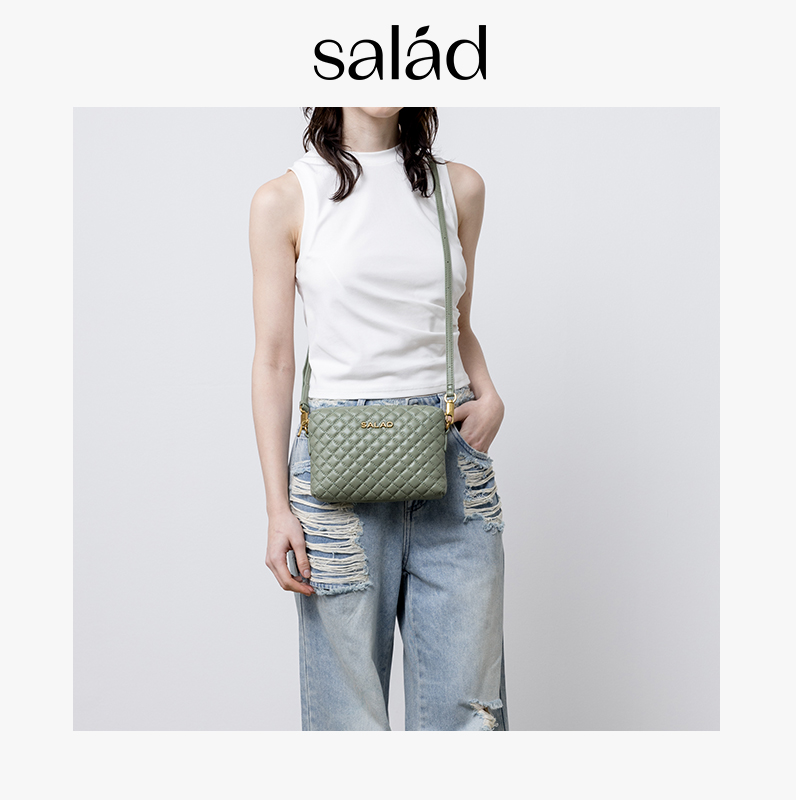 【官方正品】Salad菱格小方包轻奢真皮包包高级质感斜挎包女包-图0