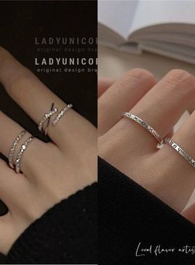 爱心戒指黑色女几何高级感性感轻奢小众学生党指环韩系小众设计