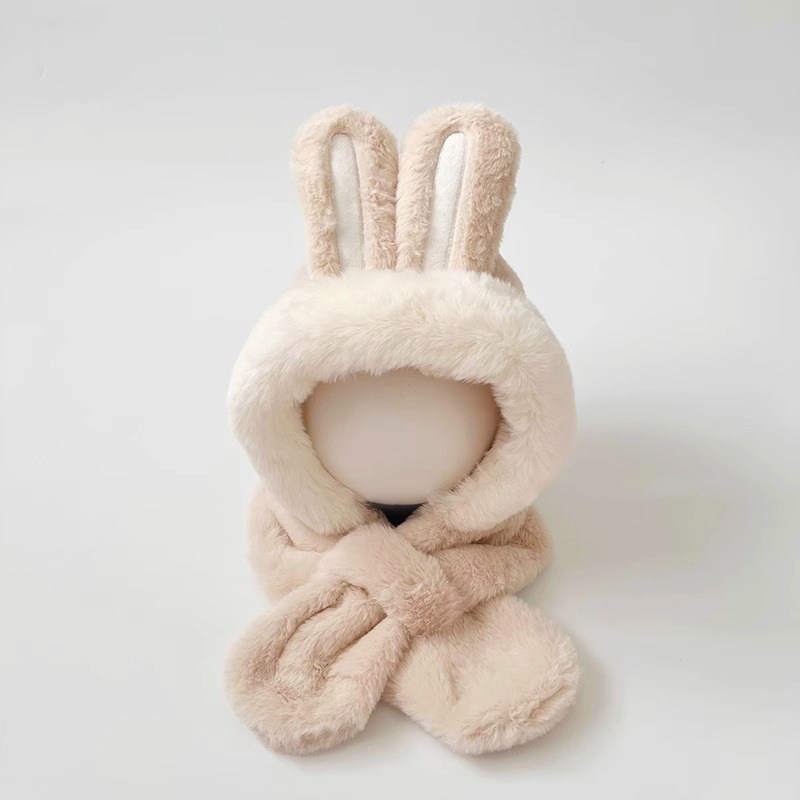 宝宝帽子冬季可爱兔子毛绒加厚护耳婴幼儿围巾一体帽男女童套头帽,淘宝优惠券,粉丝福利购,淘宝优惠卷