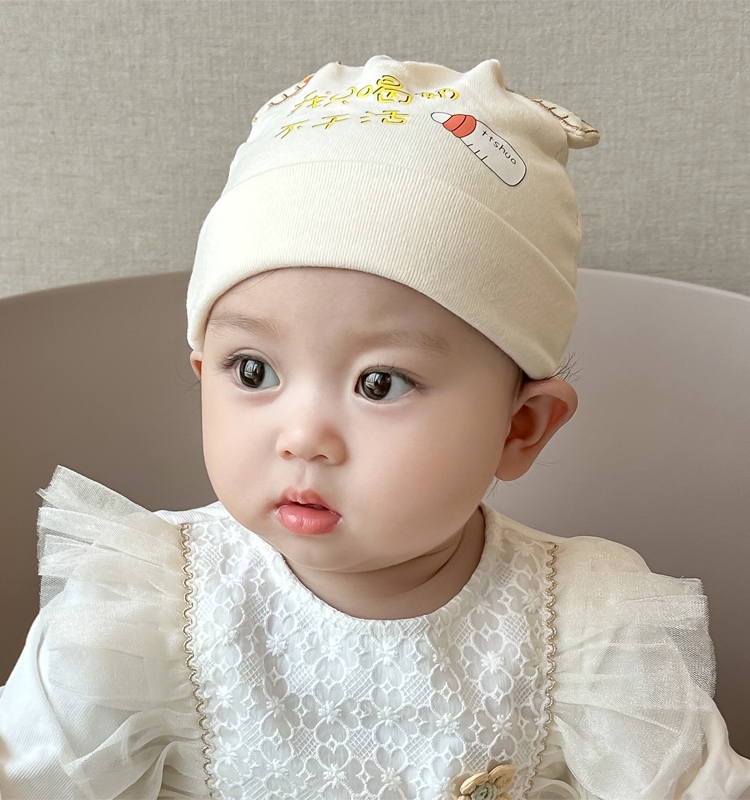 0-3个月婴儿帽子秋冬款纯棉新生婴幼儿春秋护卤门帽初生宝宝胎帽6