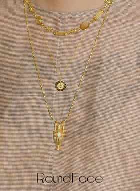 RoundFace新款原创设计花瓶立体项链毛衣链叠戴新年生日礼物