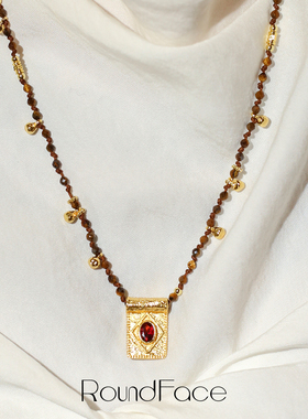 新年礼物RoundFace卷轴系列红体镶项链复古生日礼物送女友