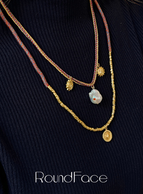 【杨采钰同款】RoundFace炼金术系列巴洛克珍珠太阳脸编织项链