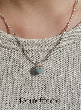 RoundFace月光系列 天然海蓝宝纯银通勤项链女简约高级感锁骨链