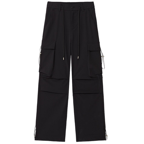 ROUTE66秋季新款工装裤女宽松直筒黑色休闲裤潮流伞兵裤冲锋裤潮 - 图3