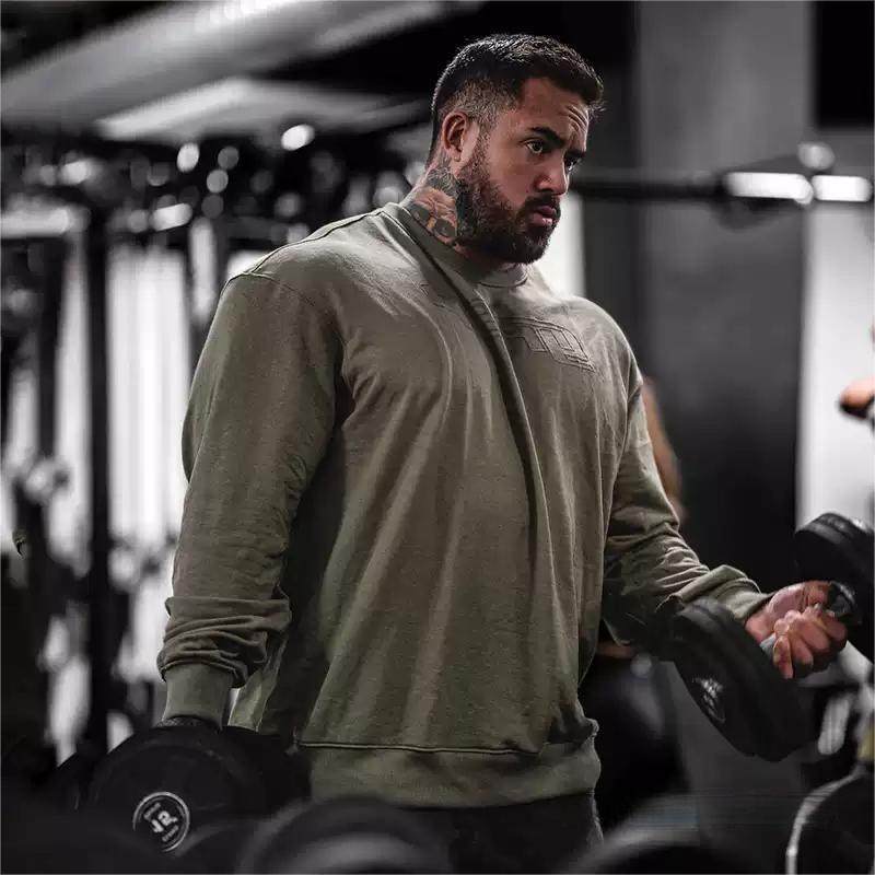 GASP春秋季美式纯色运动卫衣男长袖T恤大码宽松落肩健身训练圆领,淘宝优惠券,粉丝福利购,淘宝优惠卷